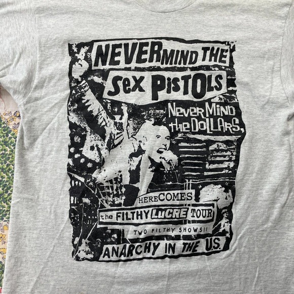 Vintage 90s Sex Pistols Filthy Lucre Tour Nevermind Johnny Rotten AOP Tee Large - Picture 2 of 13